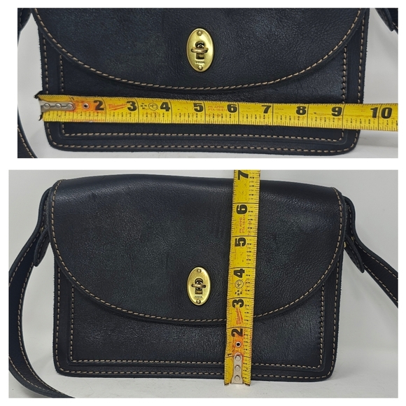 Fossil Austin Black Leather Flap Saddle Turn Lock Shoulder Bag Purse - Picture 16 of 16